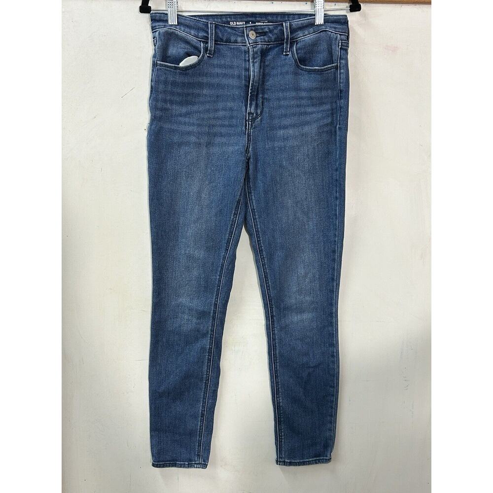 Old Navy Womens Size 8 Rockstar Super Skinny High Rise‎ Jeans Stretch Dark Wash